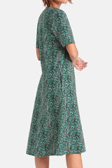 Fashion Street Print Patchwork O Neck A Line Dresses