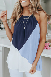 Elegant Patchwork Contrast Halter Tops