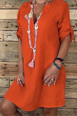 Casual Print Split Joint V Neck A Line Dresses(7 Colors)
