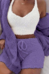 Fashion Casual Solid Patchwork V Neck Long Sleeve Three Pieces(12 colors)