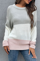 Casual Patchwork Basic Contrast O Neck Tops