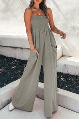 Fashion Living Solid Pocket Spaghetti Strap Loose Jumpsuits(5 colors)