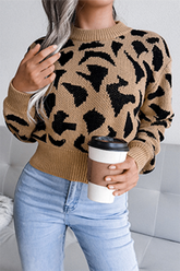 Casual Print Split Joint Contrast O Neck Tops