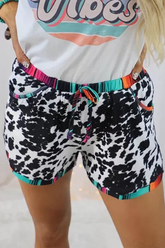 Fashion Leopard Patchwork Straight Mid Waist Straight Full Print Bottoms