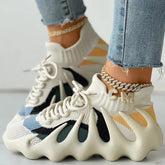 Fashion Casual Sportswear Bandage Patchwork Round Sport Running Shoes