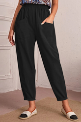 Casual Solid Patchwork Harlan Mid Waist Harlan Solid Color Bottoms(4 colors)