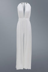 Sexy Casual Solid Hollowed Out Patchwork Backless O Neck Regular Jumpsuits