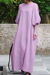 Casual Simplicity O Neck Dresses(3 Colors)