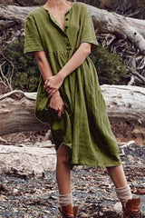 Casual Solid Patchwork O Neck A Line Dresses(5 Colors)