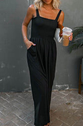 Casual Solid Patchwork Square Collar Loose Jumpsuits(6 Colors)