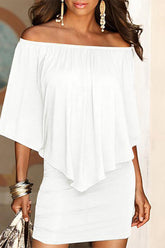 Casual Daily Solid Solid Color Off the Shoulder Dresses(7 Colors)