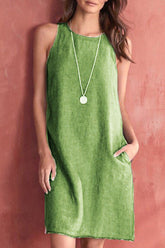 Casual Basis Solid O Neck Vest Dress Dresses(5 Colors)