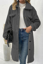 Elegant Solid Buttons Turndown Collar Outerwear(3 Colors)