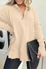 Casual Solid Buckle Hooded Collar Tops(7 Colors)