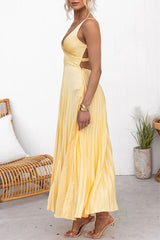 Sexy Solid Color Pleated V Neck Sleeveless Dresses