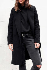 Casual Street Solid Color Pocket Turn-back Collar Outerwear(3 Colors)
