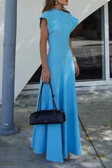 Elegant Solid Color Pocket Slit Zipper Half A Turtleneck Long Dresses