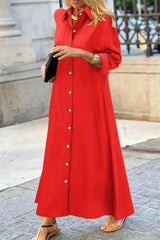 Casual See-Through Turndown Collar Shirt Dresses(5 Colors)