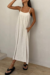 Casual Pocket Patchwork U Neck Sling Dresses