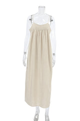 Casual Pocket Patchwork U Neck Sling Dresses