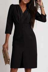 Sexy Slit V Neck Wrapped Skirt Dresses(4 Colors)