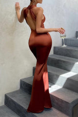 Elegant Backless Fishtail Halter Fishtail Dresses