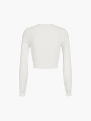 Cutout Split Beads Detail Ribbed Knit Top