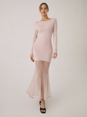 Lace Hem Mermaid Midi Sweater Dress