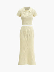 Knitted Beaded Midi Skirt Set