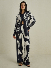Irregular Print Wide Leg Pants Set