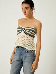 Off-Shoulder Crochet Knit Top
