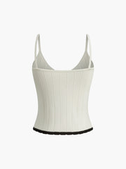 Contrast Trim Knotted Sweater Vest