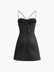 Polka Dot Knotted Back Cami Short Dress