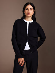 Plain Double Zip Cardigan