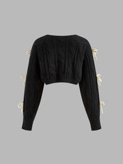 Bow Knotted Cable Knit Cardigan