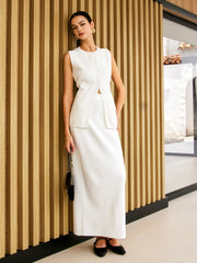 Wool Blends Knitted Split Button Skirt Set