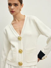 Contrast Trim Button Jersey Cardigan