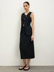 Asymmetrical Button Top A Line Skirt set