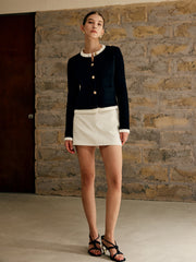 Contrast Trim Jersey Cardigan