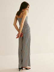 Pinstripe Button Strapless Pants Set