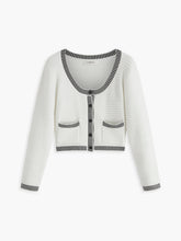 Contrast Trim Button Cardigan