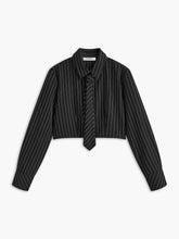 Pinstripe Crop Polo Shirt