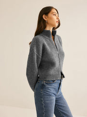 Plain Double Zip Cardigan