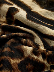 Asymmetrical Neck Leopard Printed Blouse