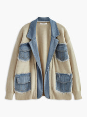 Lapel Panel Draped Knit Outerwear