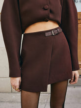 Retro Belted Zipper Skirt