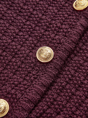 Golden-Button Textured Cardigan