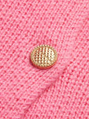 Crew Neck Golden Button Knit Outerwear