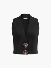 Wool-Blend Rhinestone-Button Sweater Vest