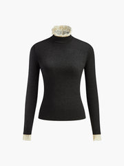 Elegant Contrast Trim Jersey Top